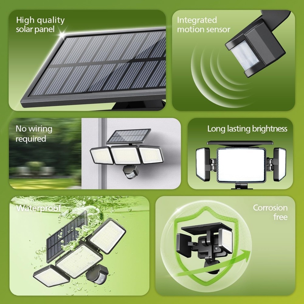 Philips Solar Security Light Outdoor 302 LED 1200lm Solar-Powered Waterproof 2PK