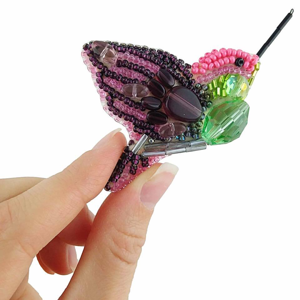 Crystal Art Beadwork kit for creating brooch BP-217C Fly bird