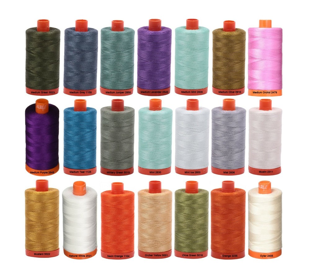 Aurifil 50WT Solid - Mako Cotton Thread - 1422 Yards Each Spoon