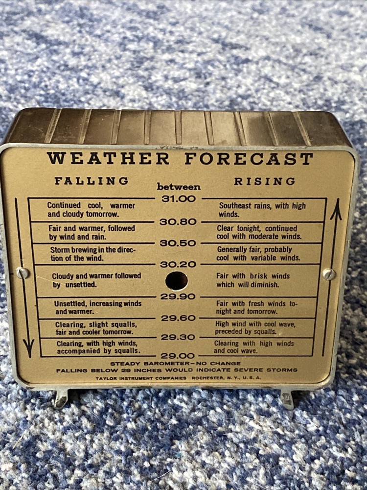Vintage Taylor Temperature Compensated Brass Weather Forecast Barometer