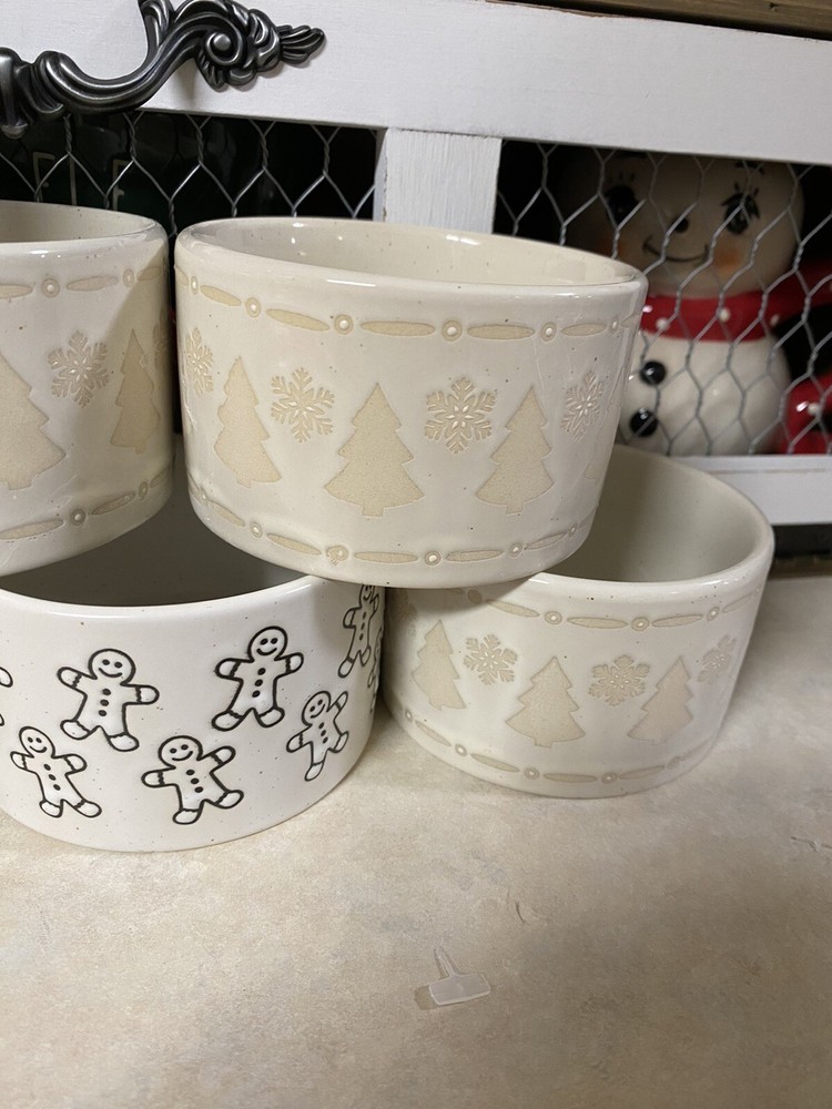 BAKESHOP GINGERBREAD MAN Tree Ceramic RAMEKINS Set of 8