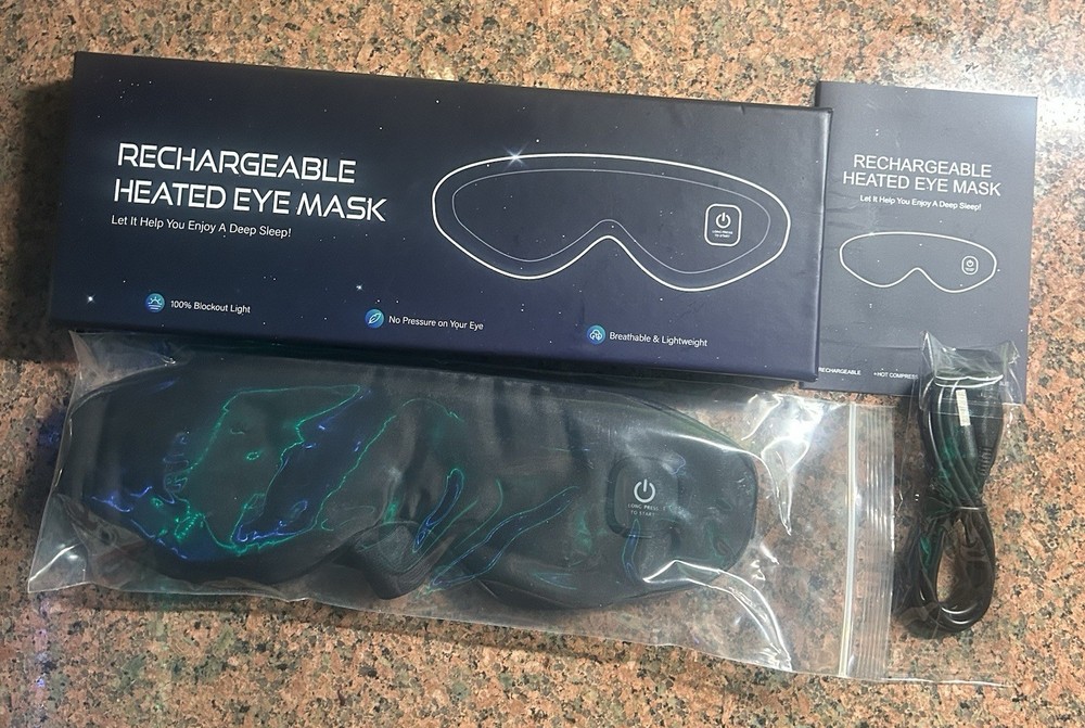 Rechargeable Heated Eye Mask. New with Box. USB Powered.
