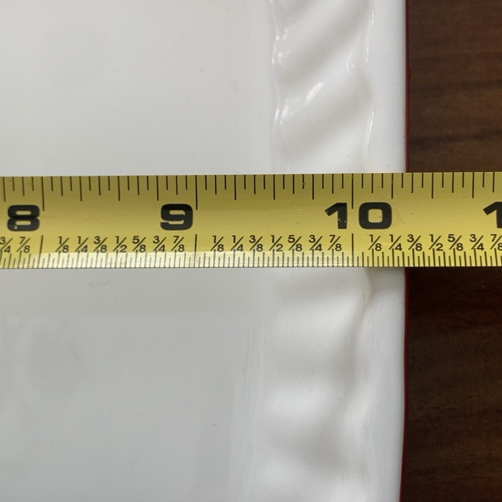 KitchenAid White Red 2 Qt Square Ceramic Bakeware Casserole Dish Baking Pan