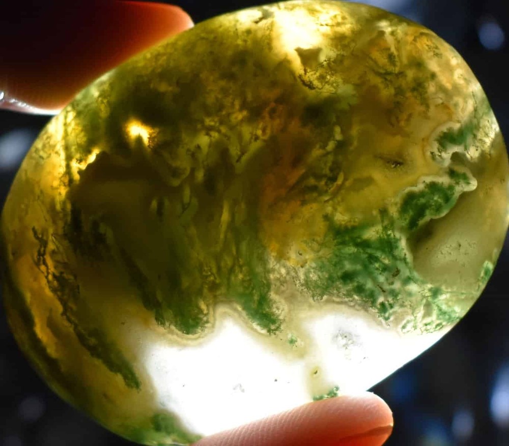 Green Moss Agate Soap-Shaped Palm Stone #8