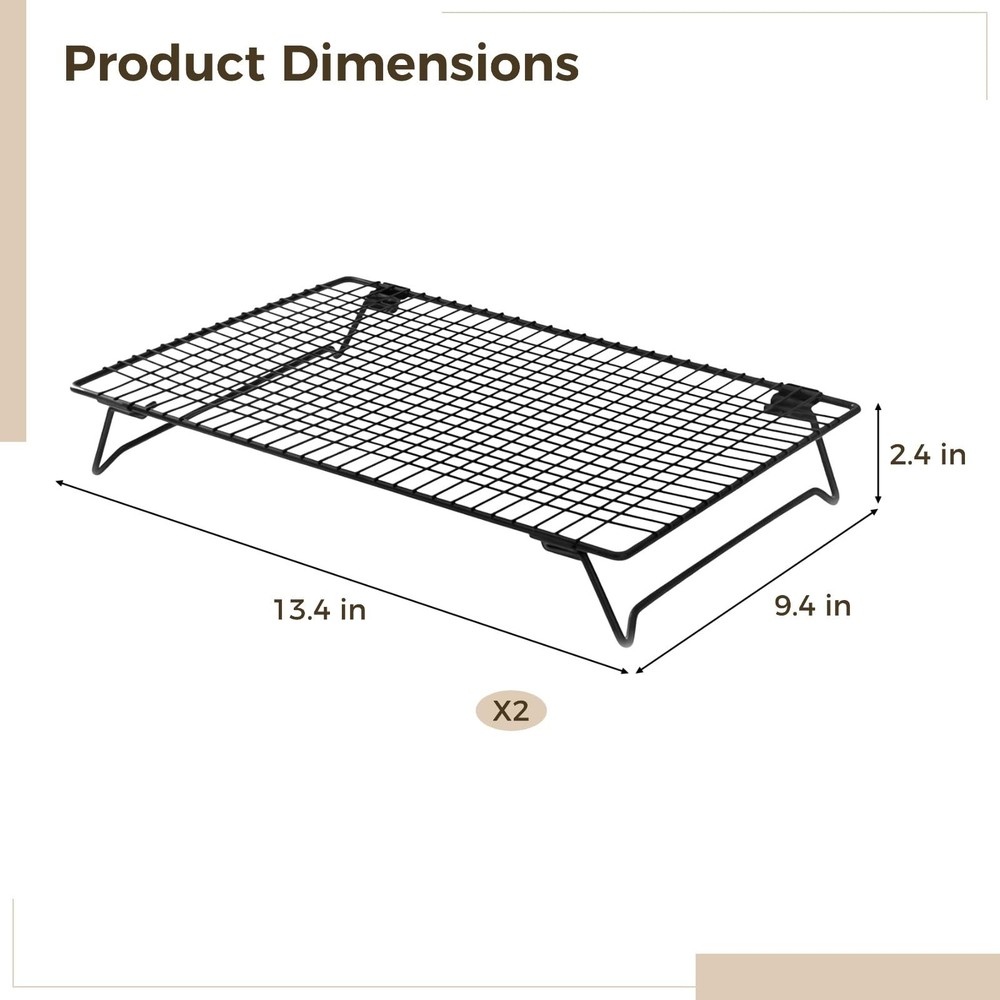2 Pack Cookie Cooling Racks, Carbon Steel Wire Grid for Baking, Foldable Non-...