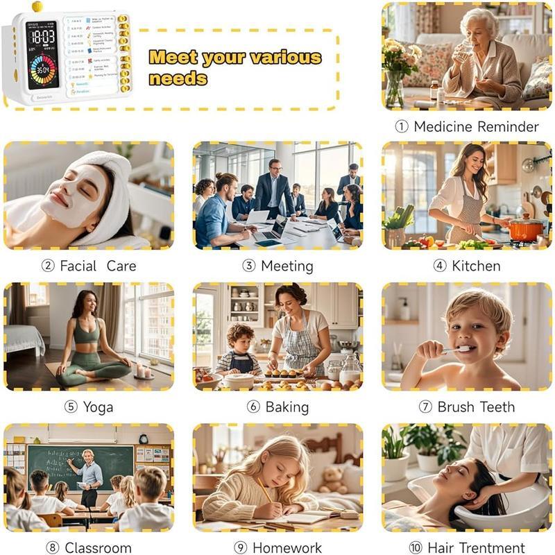 Visual Timer Kids Adults ADHD Task Manager W/ Alarm Reminder & Storage 5 Setting