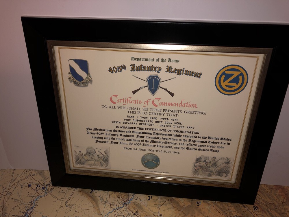 405TH INFANTRY REGIMENT / COMMEMORATIVE - CERTIFICATE OF COMMENDATION