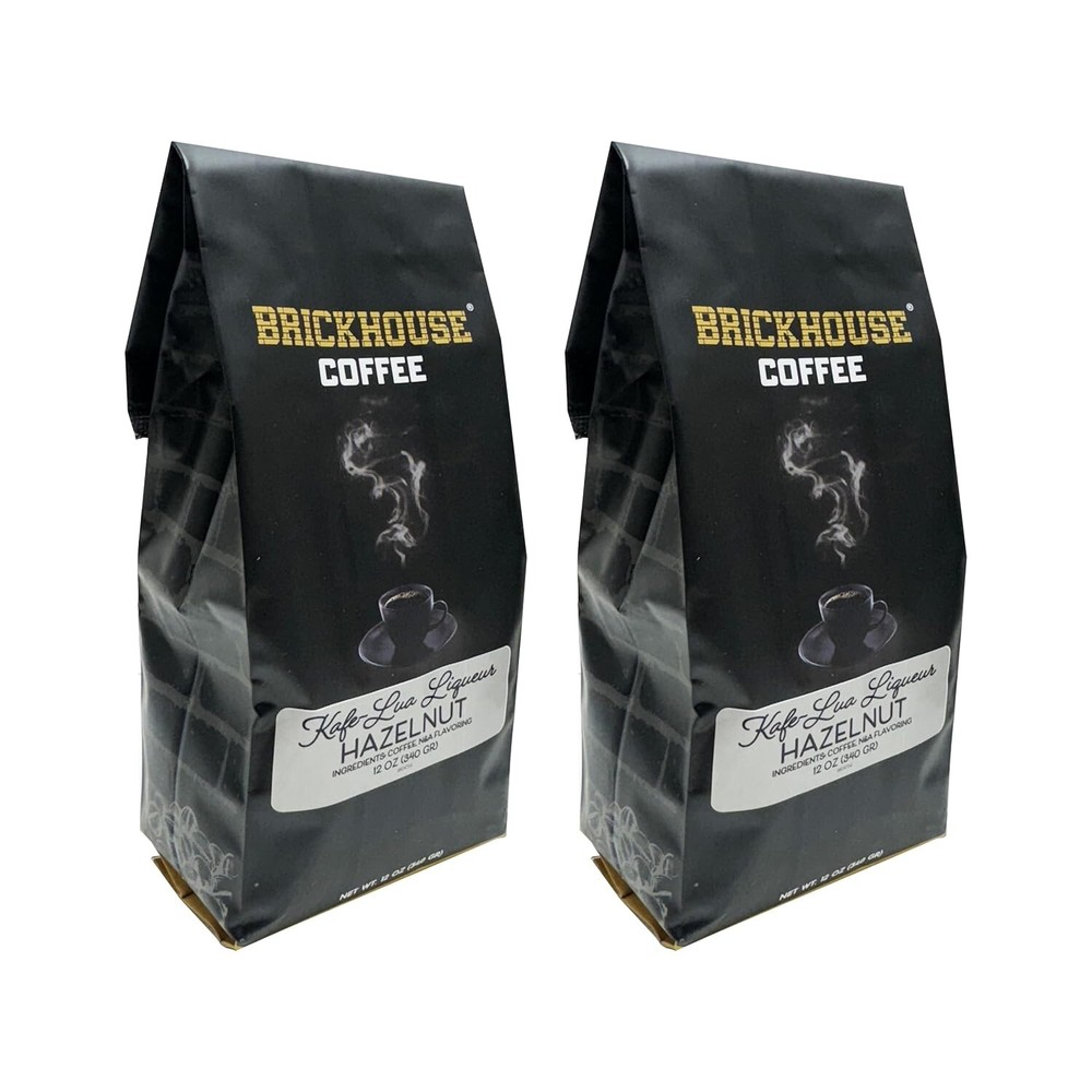 Kafe-Lua Liqueur Hazelnut Ground Coffee By Brickhouse, 12oz Bag (2 Pack)