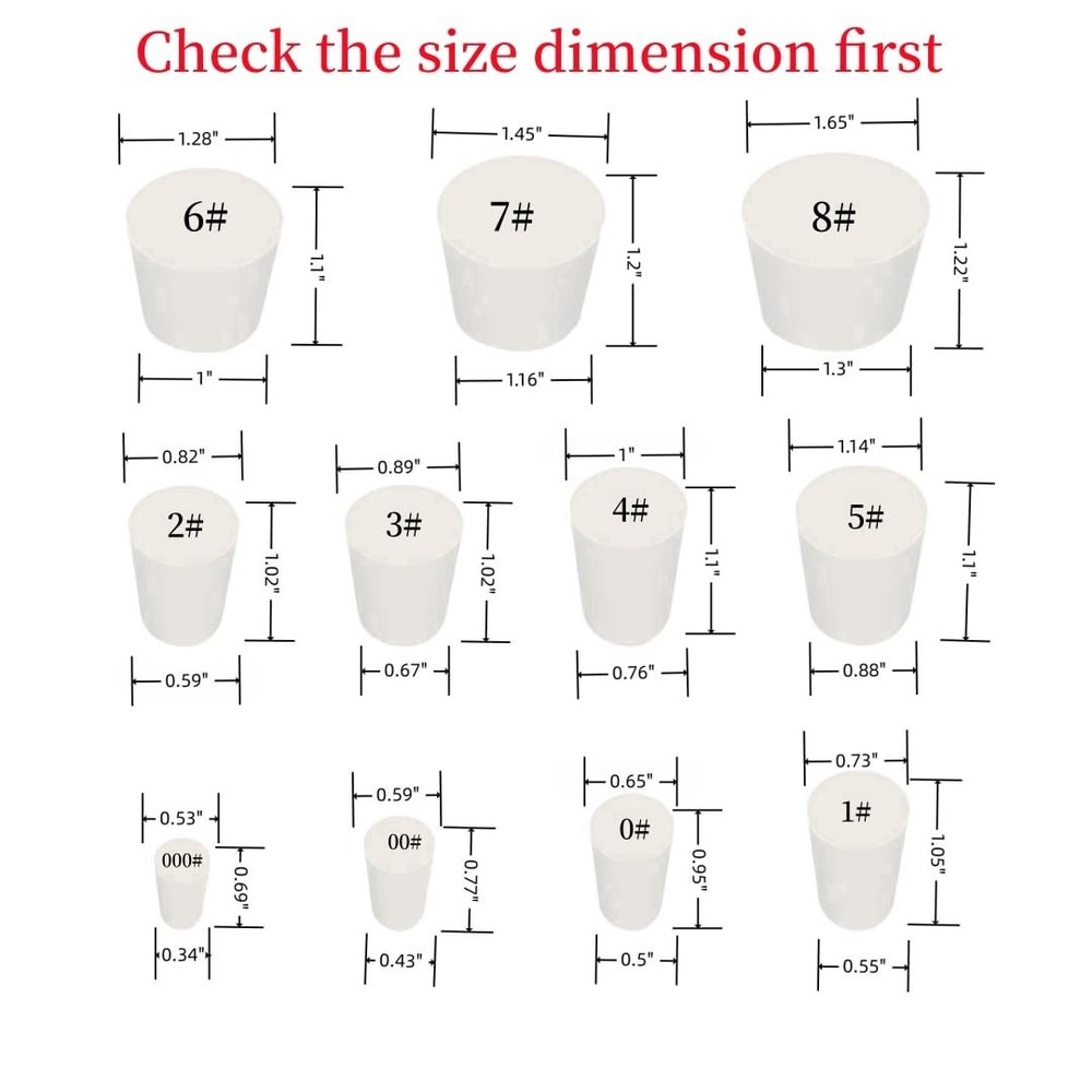 26 Pack Solid Rubber Stopper, White Lab Plug, - Sizes Assortment, 11 Assorted...