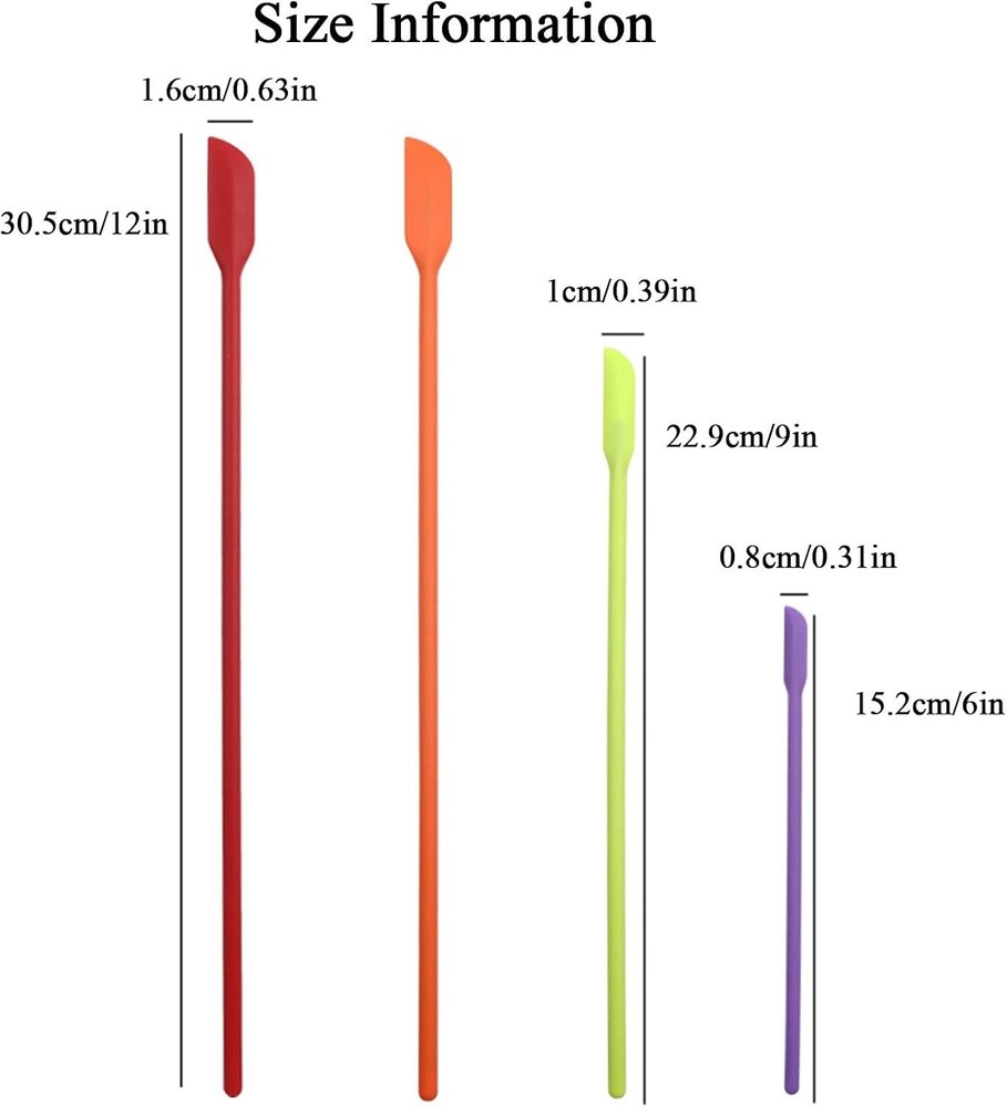 4 Pack Mini Silicone Spatula Set Small Rubber Spatula Makeup Thin Jar Scraper