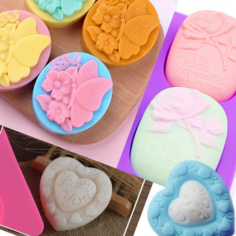 3 Pack Silicone Soap Molds 6 Cavities Mixed Patterns Easy Release