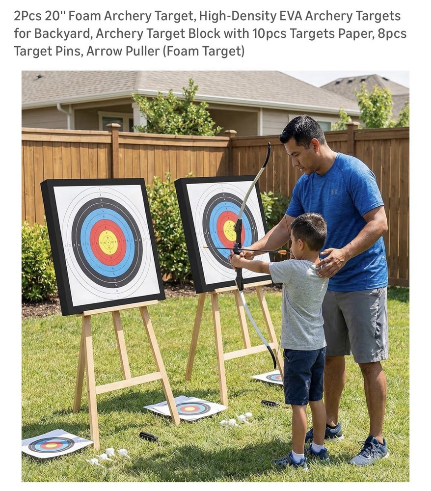 2PCS 20” EVA Archery Target Block w/ Papers, Pins & Arrow Puller