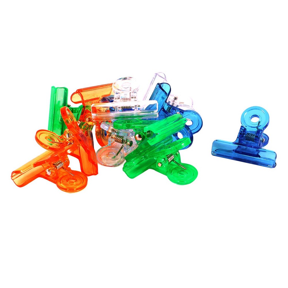Office Stationery Plastic Documents Binder Clips Clamp Multicolor 12 Pcs