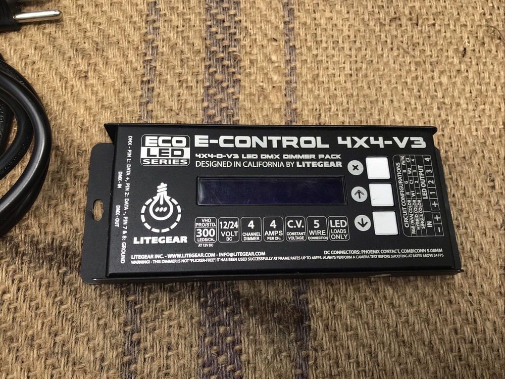 Litegear E-Control 4x4 LED DMX Dimmer, Litegear Power Supply 12v 8A & EIC Cable