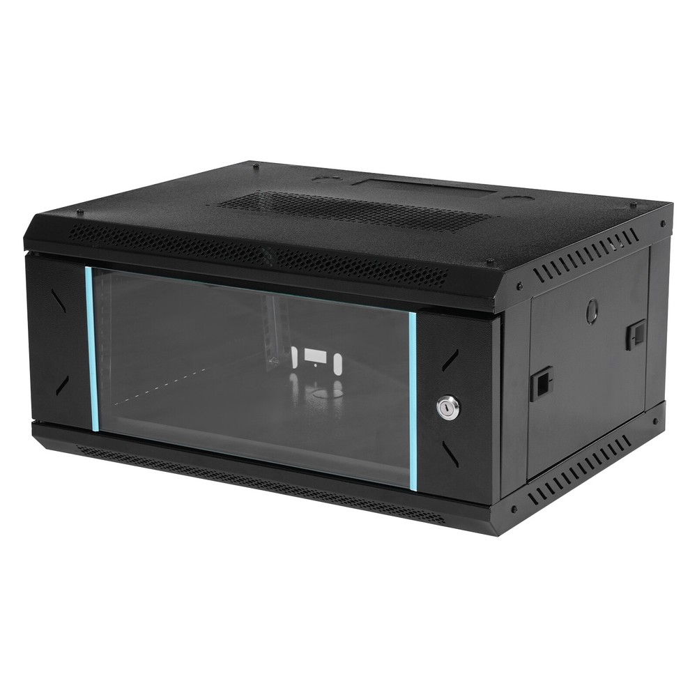 Modern 4U Wall Mount Network Server Cabinet Enclosure Rack Black With Lock Door