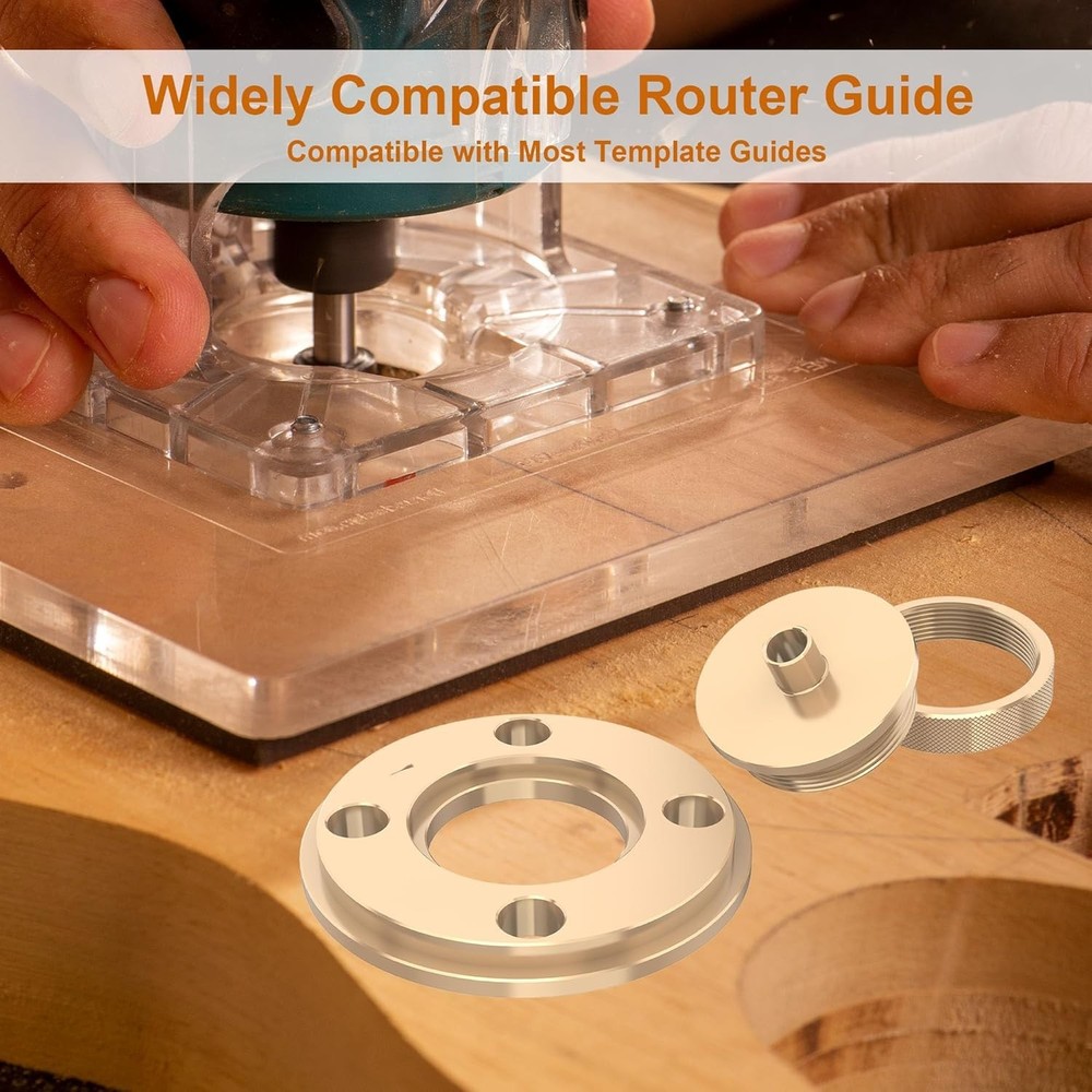 High-Quality 3-Piece Solid Brass Router Bushing Set - 1/4 Inch for Versatility