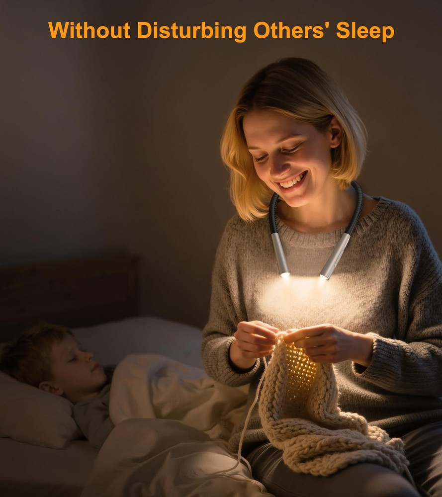 Book Light, Eye Caring 4-Color & 5-Brightness Neck Light Reading Light- Stepl...