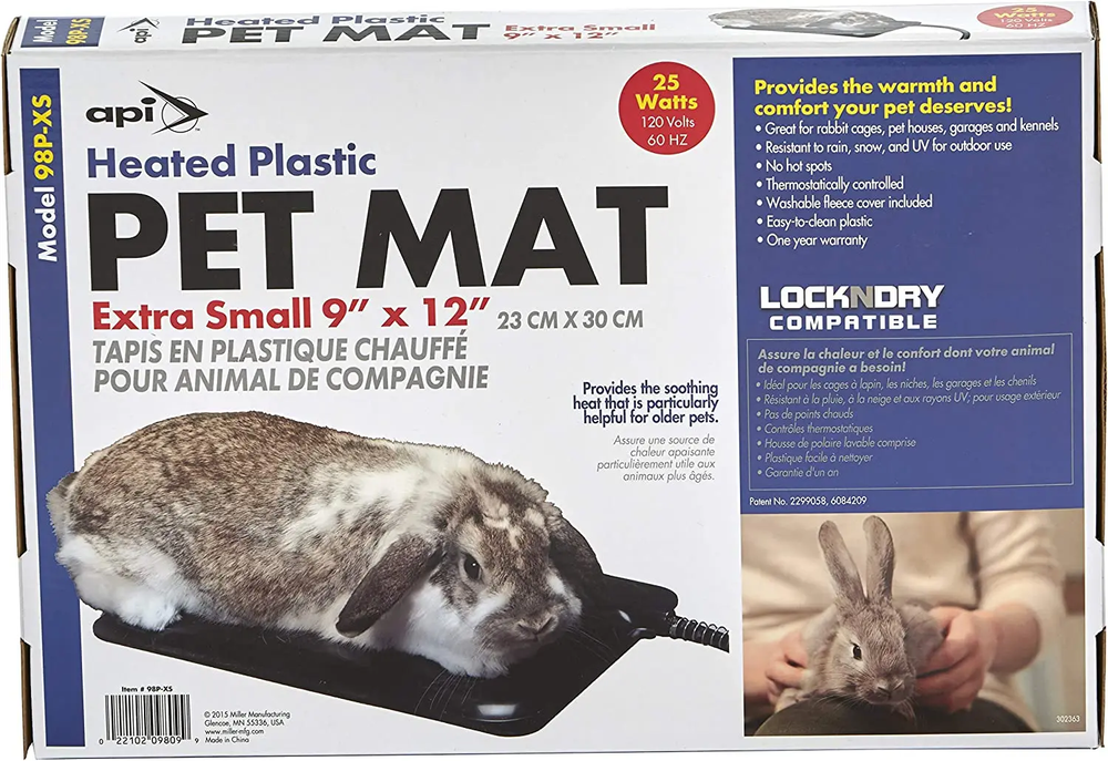 API Extra Small Plastic Heated Pet Mat for Pets 9"x 12"