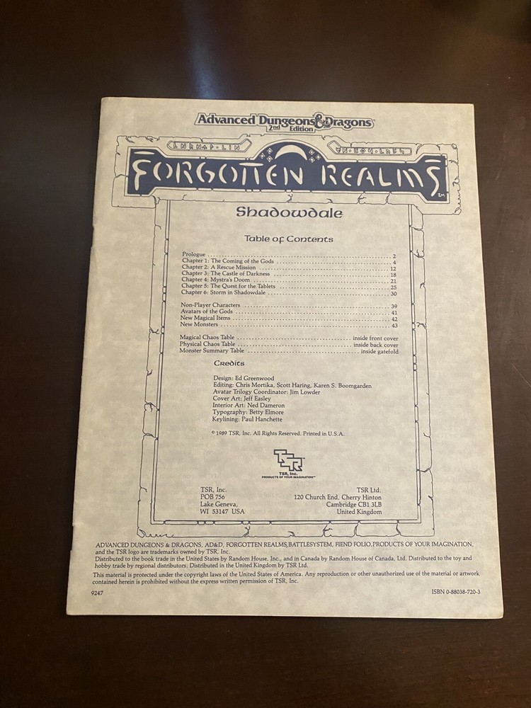 AD&D TSR Adventure Module “Shadowdale”