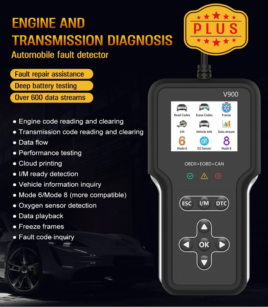 OBD2 Scanner Car Transmission Battery Deep Diagnostic Tool Code Reader Mode 6/8