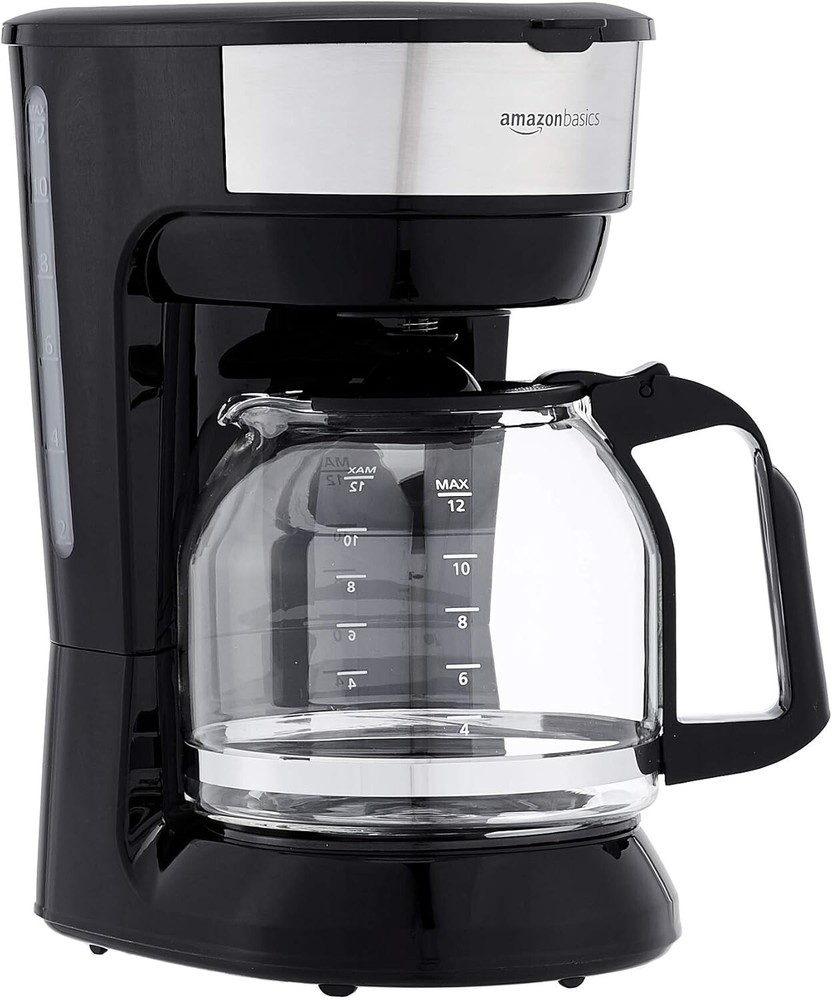 Amazon Basics 12 Cup Coffee Maker Reusable Filter Black Stainless