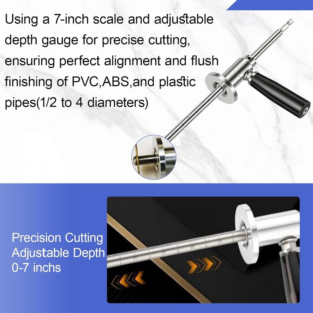 Inside Pipe Cutter for PVC Pipe Cutter, with Handle and 4 Diamond Grit Cutting W