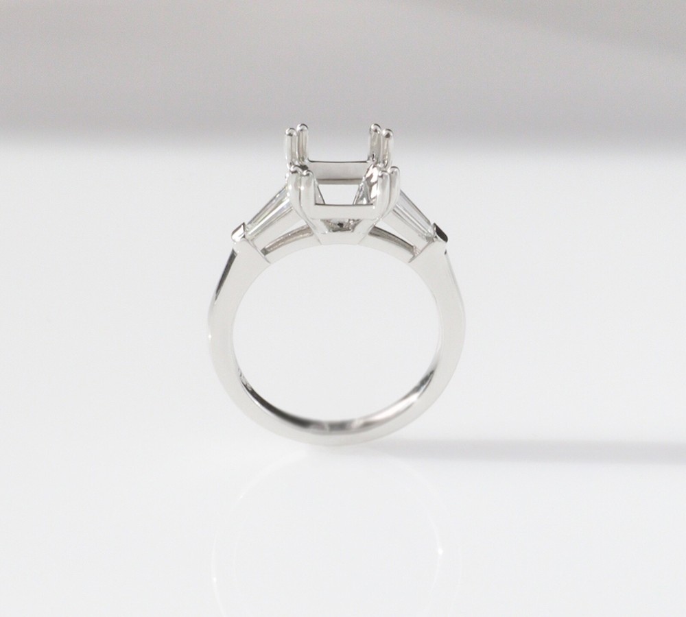 Emerald Baguette Diamond Engagement Ring Setting - Platinum | VS | Double Prong