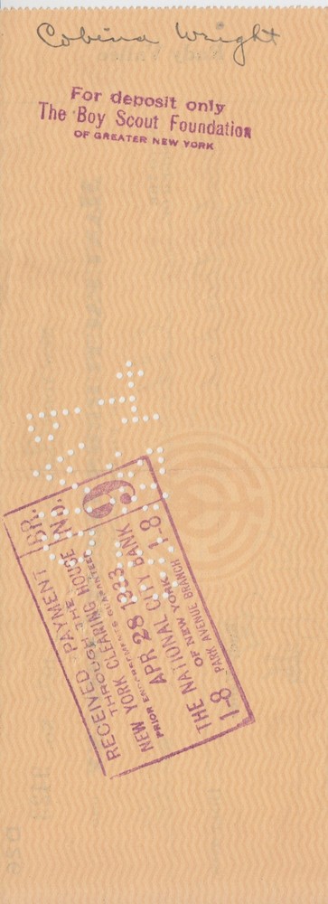 Cobina Wright (Opera Star) signed endorsed bank check
