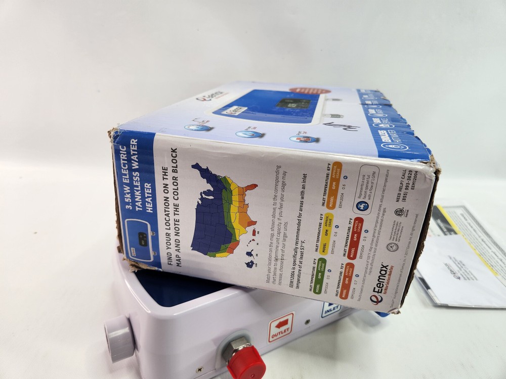 Eemax EEM12004 Electric Tankless Water Heater Point of Use, 4KW, Blue Brand New