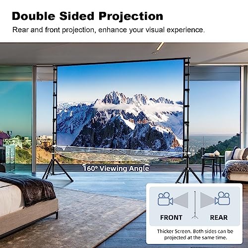 Projector Screen with Stand, Portable and Foldable Projection Screen 150 inch