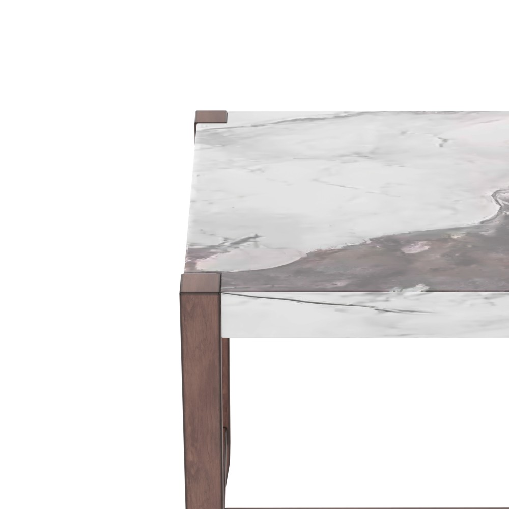 Three-Piece Dining Set Marble-Look Table with 2 Chairs Includes Cushions