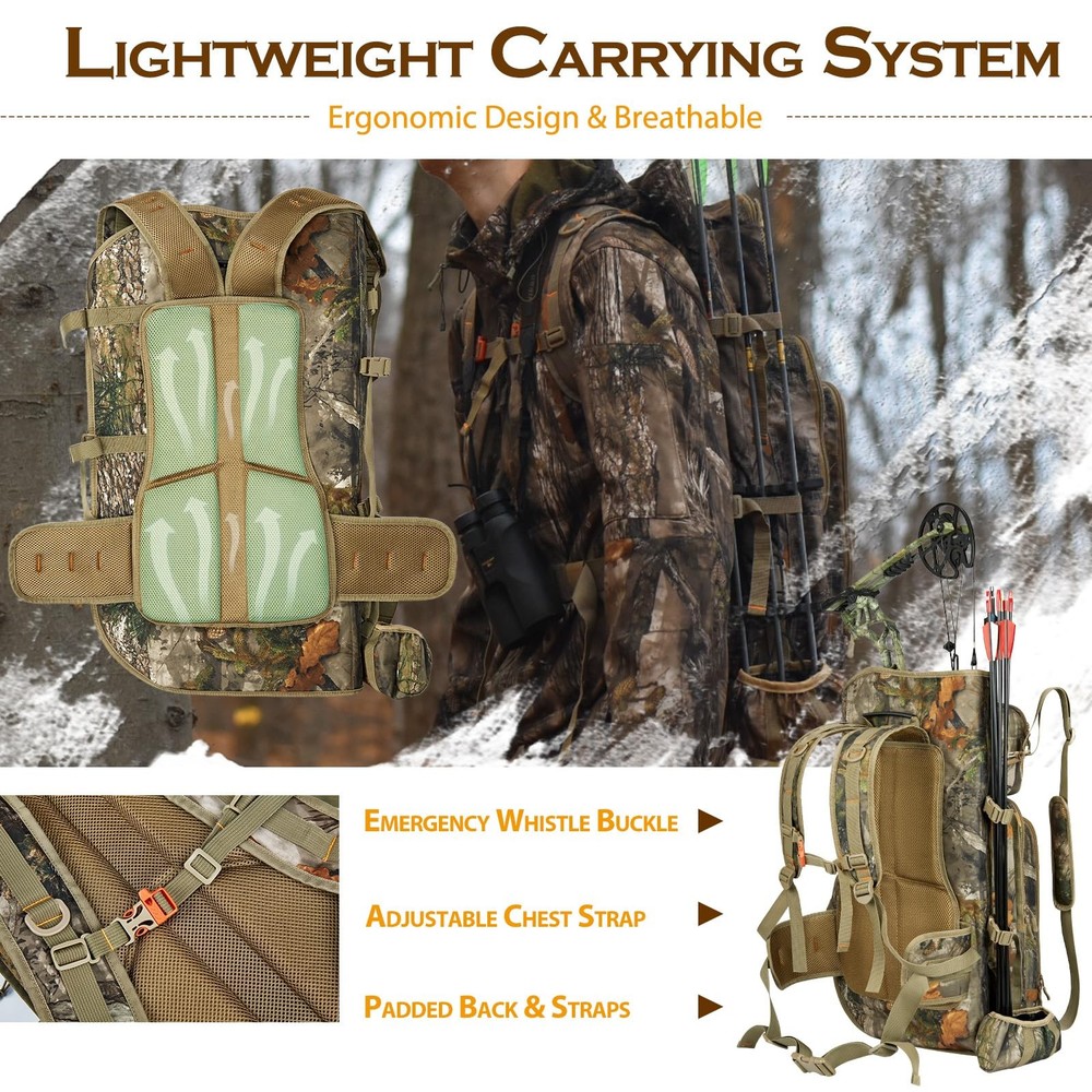 Deer & Elk Hunting Backpack with Spacious Bow Compartment, Features Expandabl...
