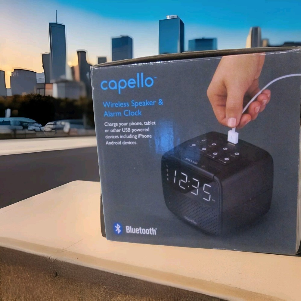 New with Box - Capello Wireless Speaker & Alarm Clock ( Black )