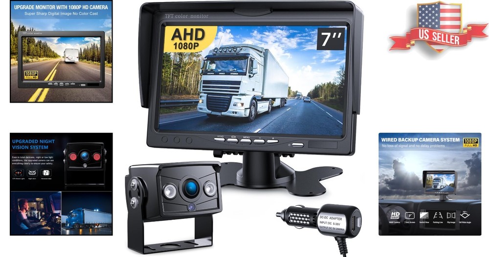 Versatile Rearview Camera System with Weatherproof Design - 50ft Night Vision