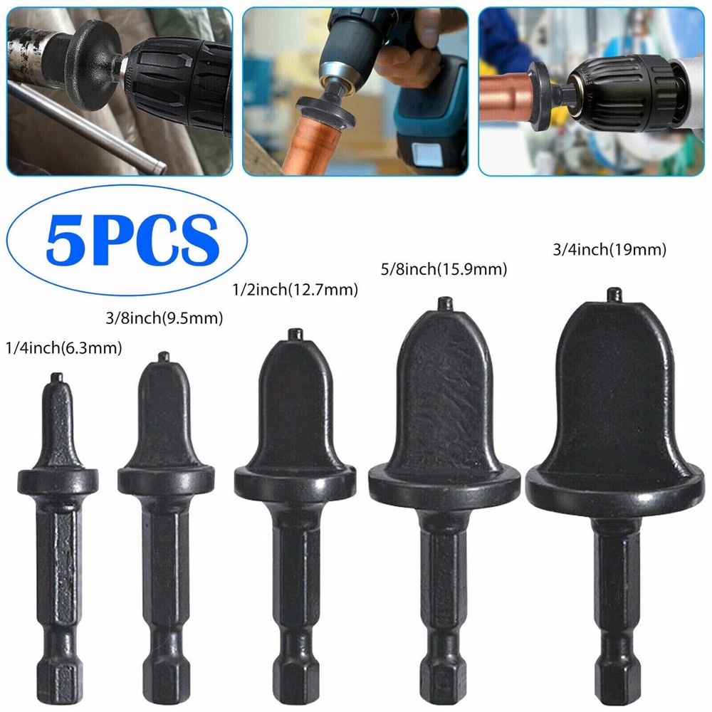 5Pcs Air Conditioner Copper Tube Expander Swaging Tool Drill Bits Flaring Set