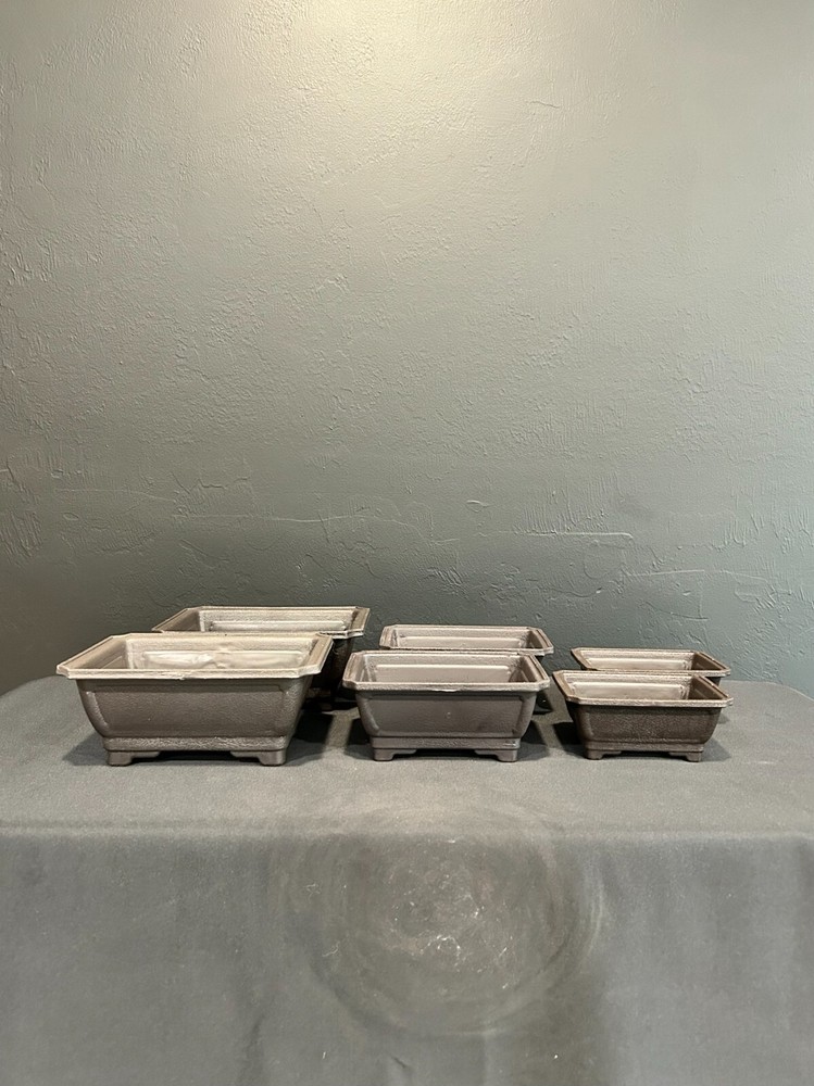 Set of 6 Plastic Bonsai Pots - 4" to 7" Rectangle