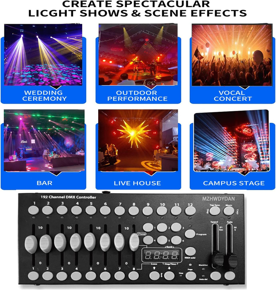 DMX Controller, DMX192 Console Mini DJ Light Controller Lighting Mixer Board Con