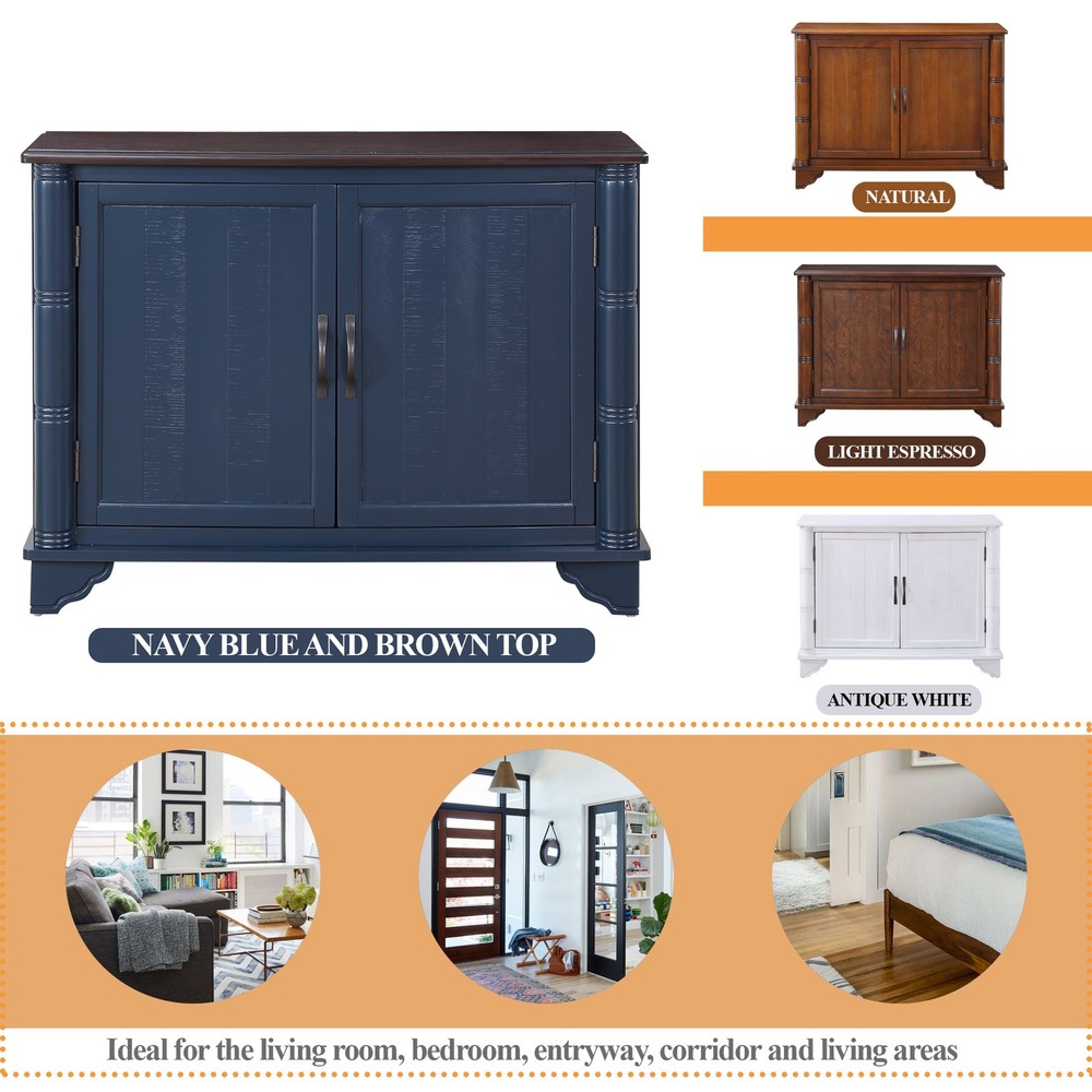 40" Console Table with Storage Shelf, Retro Entryway Table with Adjustable Sto