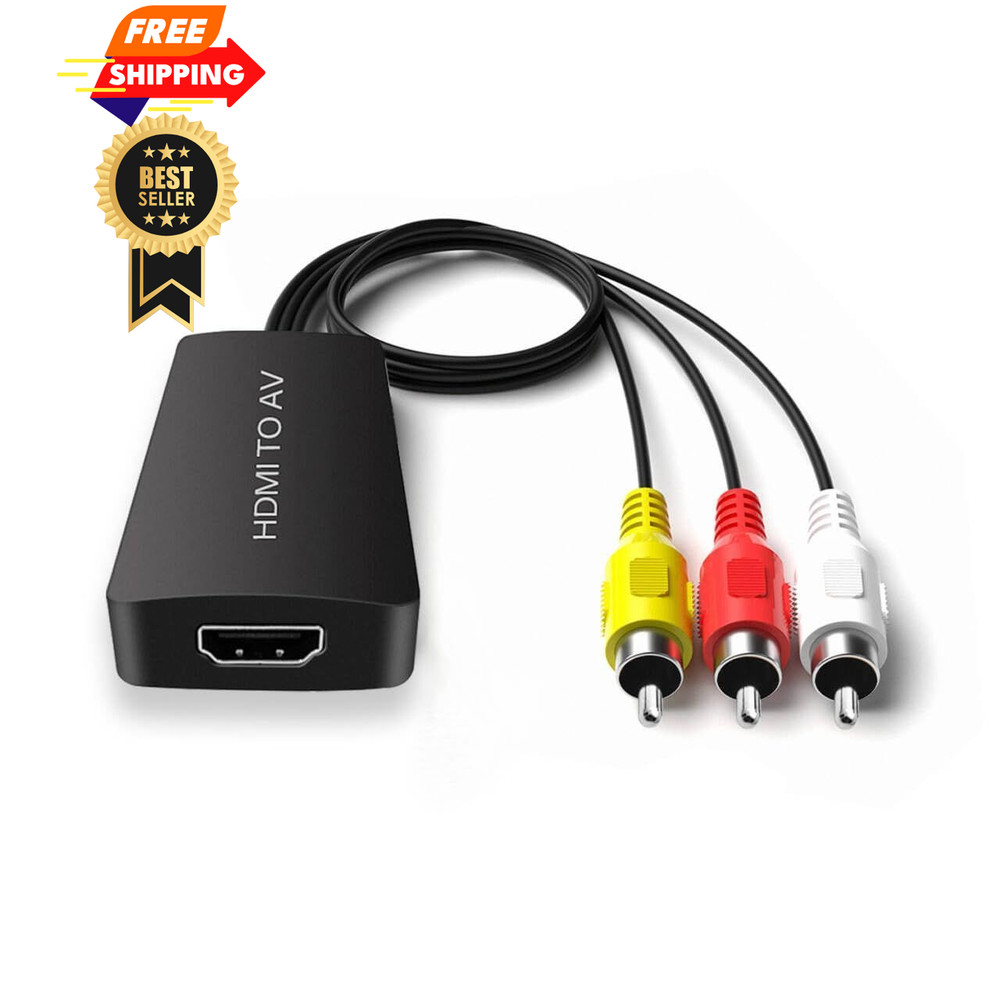 HDMI to AV Converter RCA Composite Adapter, Support Black