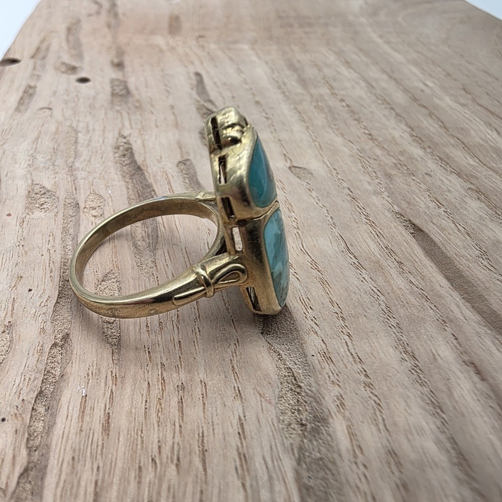 Turquoise Inlay Beatle Ring Size 10.5