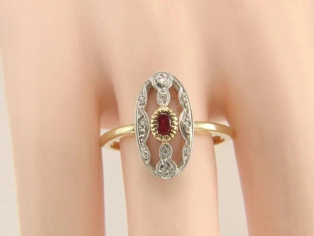 Art Deco Style Lab-Created Ruby Anniversary Wedding 14k White Gold Finish Ring