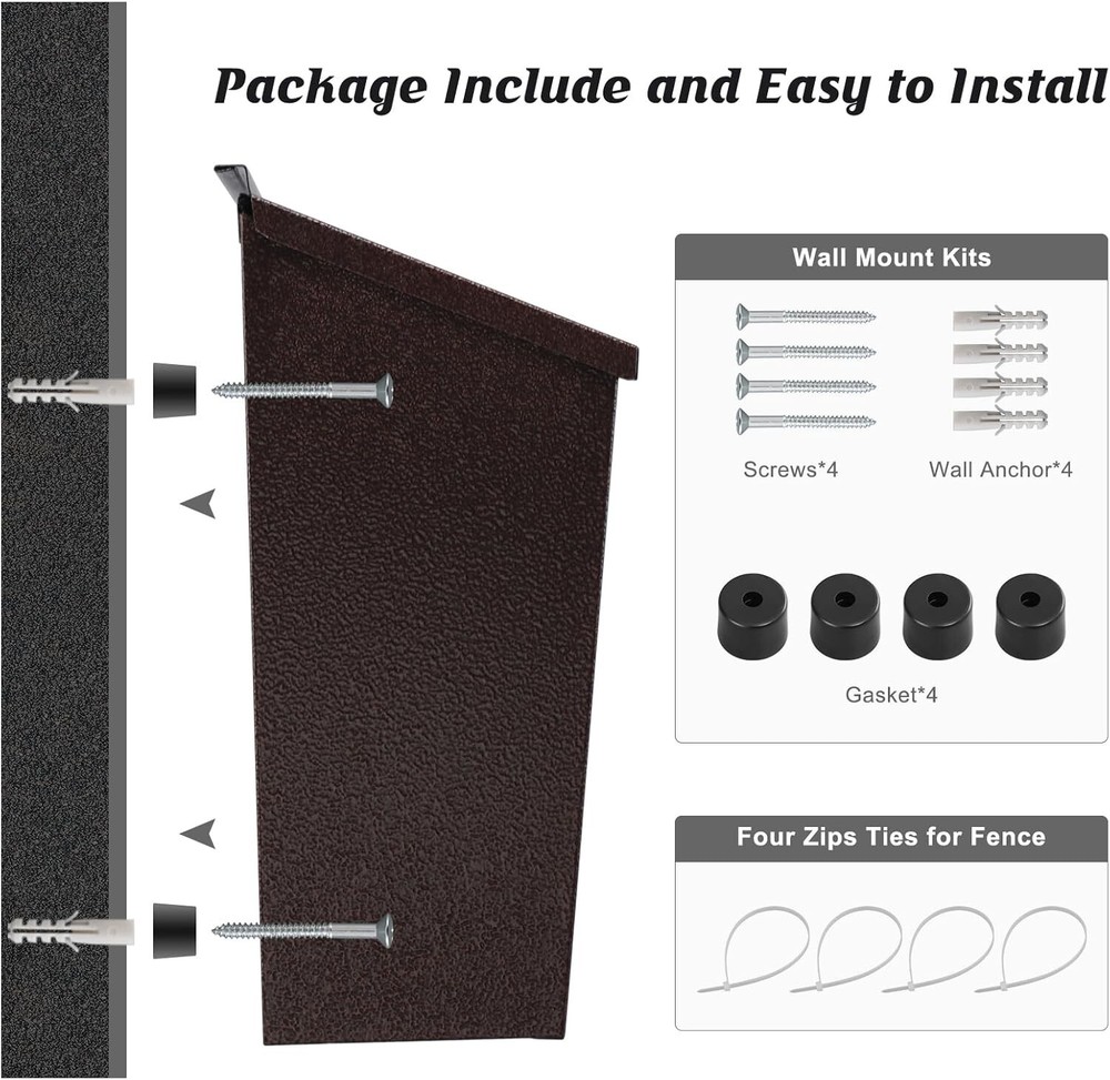 Elegant Wall-Mount Mailbox in Bronze, Durable Rust-Proof Galvanized Steel