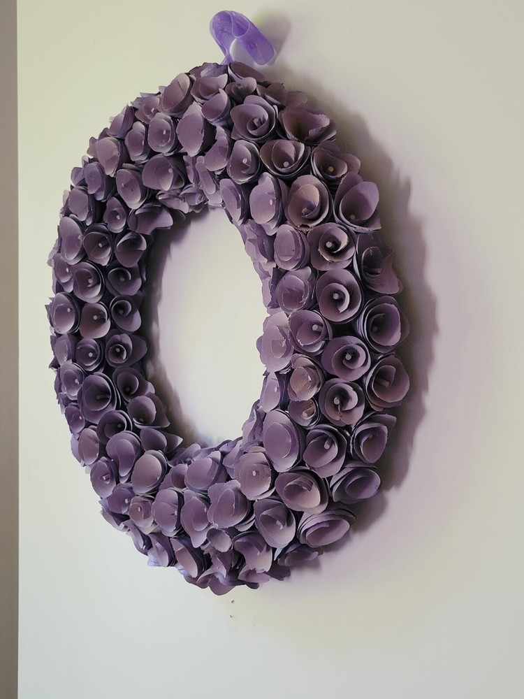 Beautiful Crafted Wreath 18" Purple Rosettes