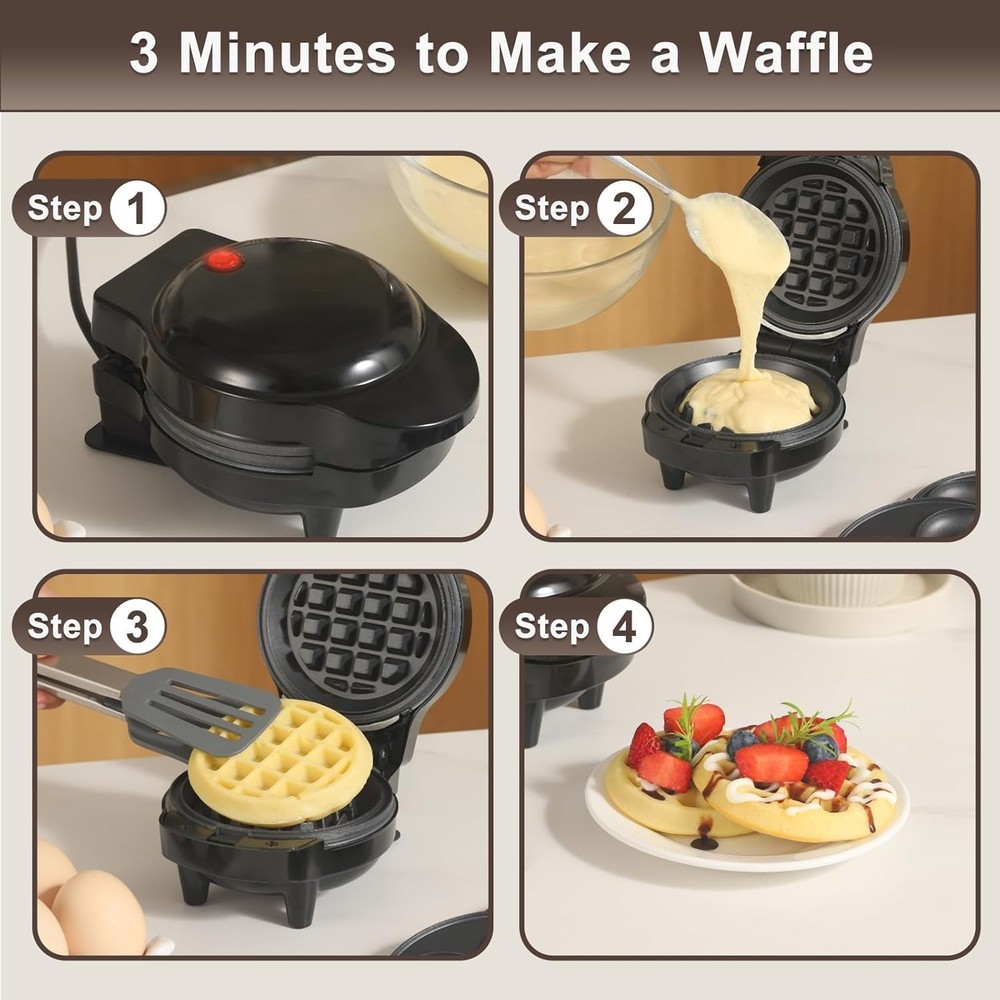 Mini Waffle Maker with Heart & Donut Plates