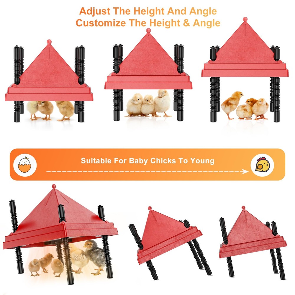 Chick Brooder Heater Plate 10" x 10" Anti-Roost Cone Red