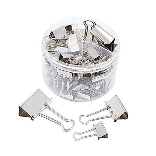 Binder Clips Paper Clamps, Assorted Sizes Set (Small, Medium, Large) for Silver