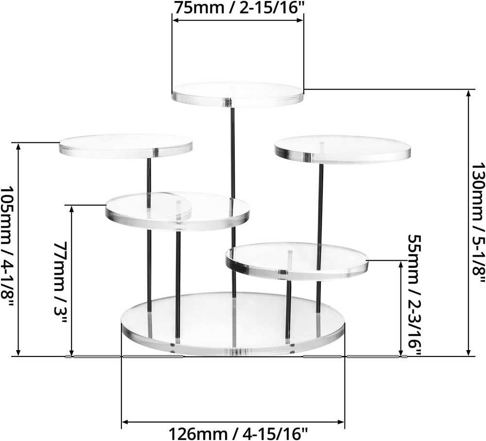 round Acrylic Products Display Riser Stands, 5 Tier Displaying Risers Display St