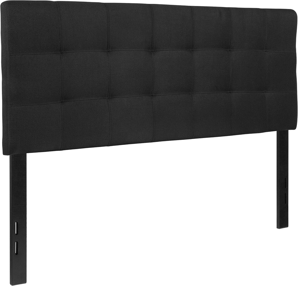 Upholstered Full Headboard Quilted Tufted Black Fabric Bed Frame Piece