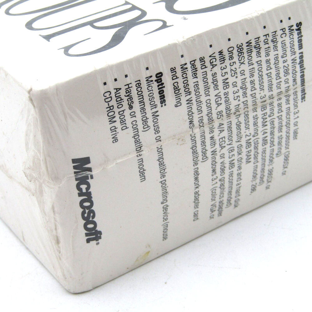 Microsoft Windows For Workgroups Enhancements For Windows 3.1 One User Sealed