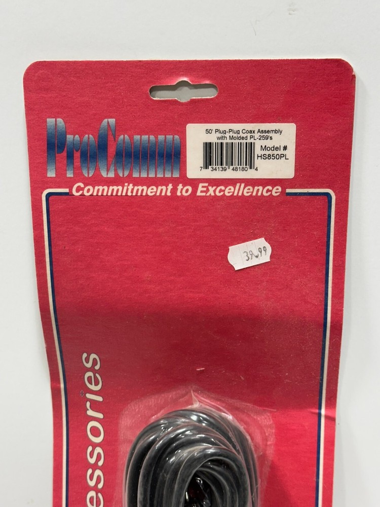 PROCOMM 50' PLUG-PLUG COAX CABLE ASSEMBLY with molded PL-259's HS850PL